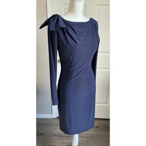 Badgley Mischka Size‎ 6 Navy Blue Bow Detail dress